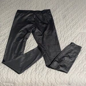 Black faux leather leggings